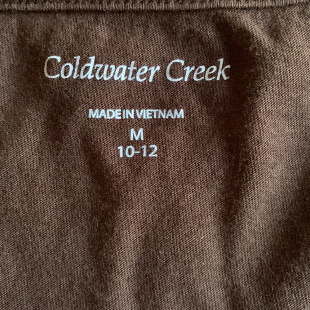 Coldwater Creek brown, ruffle front tank top. Size Medium (10-12) - Picture 3 of 3